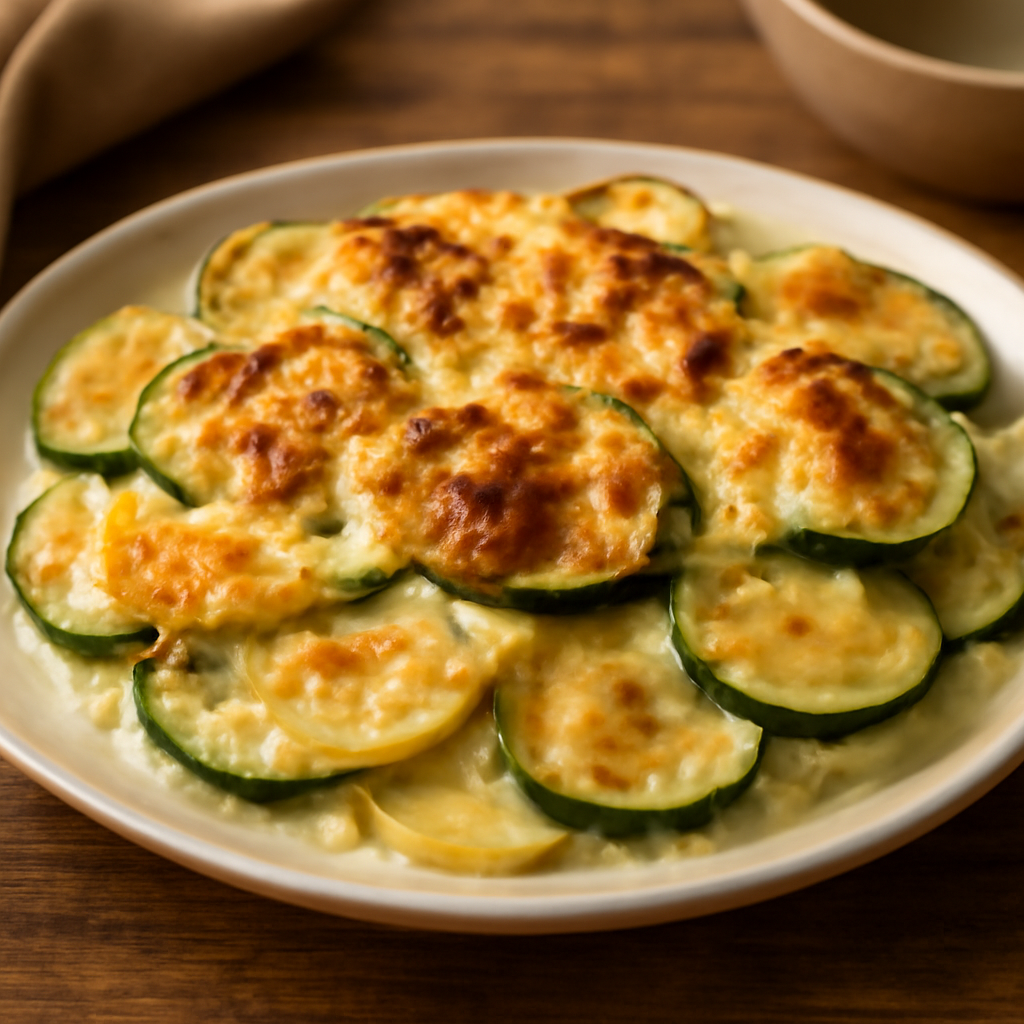 Photo du plat Gratin de courgettes et pommes de terre au fromage